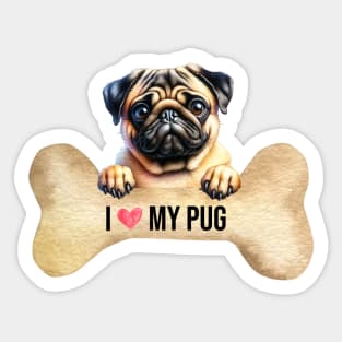 I Love My Pug Sticker